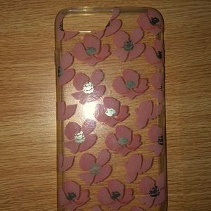 Clear with Pink Flowers iPhone 8 Plus Phone Case